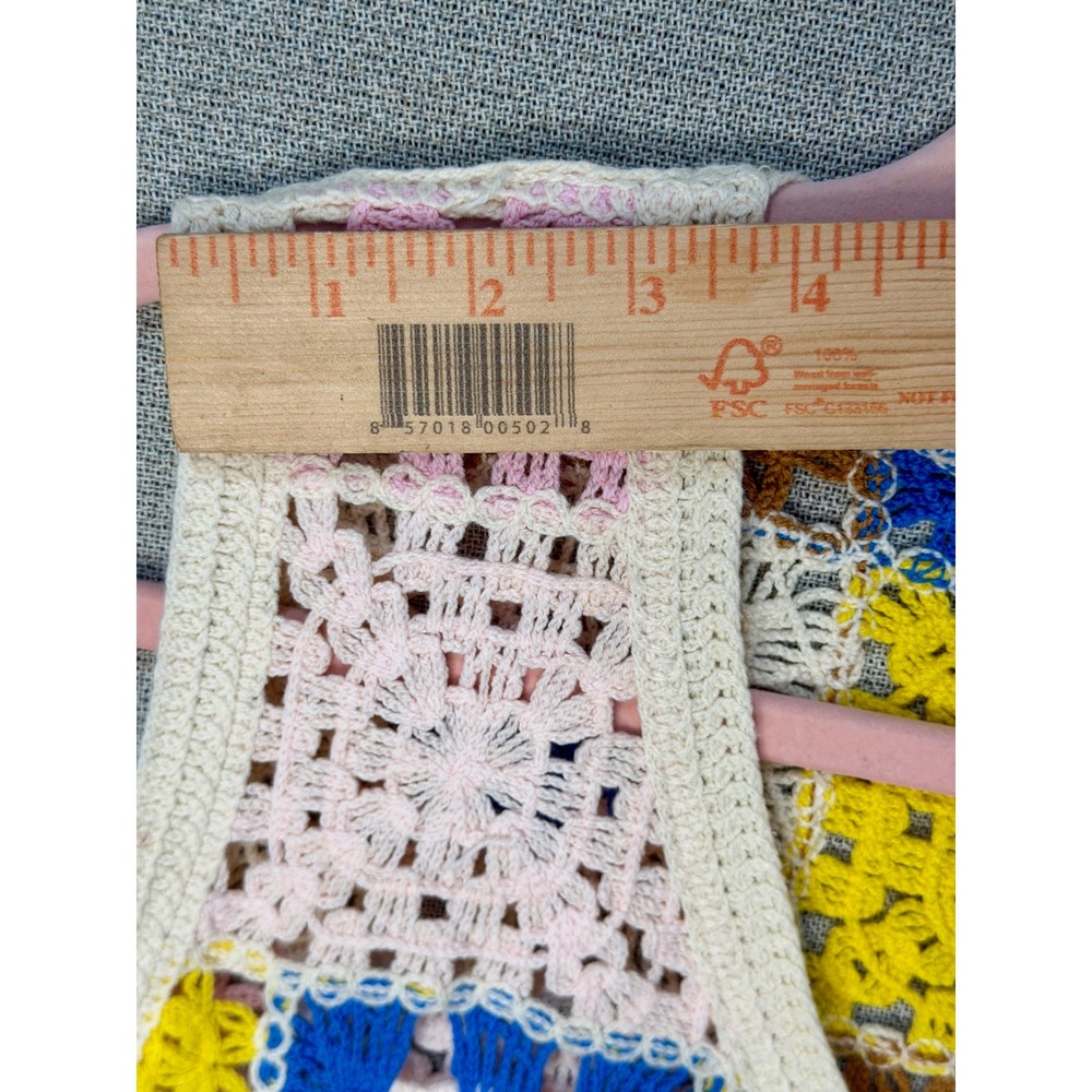 Eye Candy Crochet Granny Square Vest Multi-Color Button Front Boho Knit One Size - Picture 6 of 13